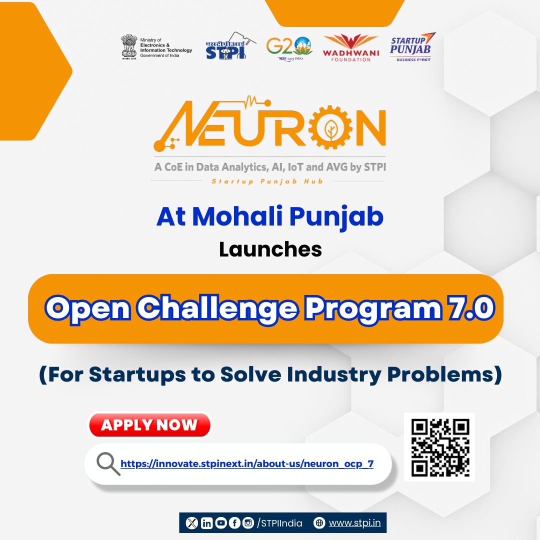 To nurture promising #startups and technopreneurs in the field of AI/Data Analytics, IoT and AVG, STPI @CoeNeuron in Mohali has launched the Open Challenge Program 7.0. Apply Now: innovate.stpinext.in/apply-now/neur…
Deadline: 25th September 2023.