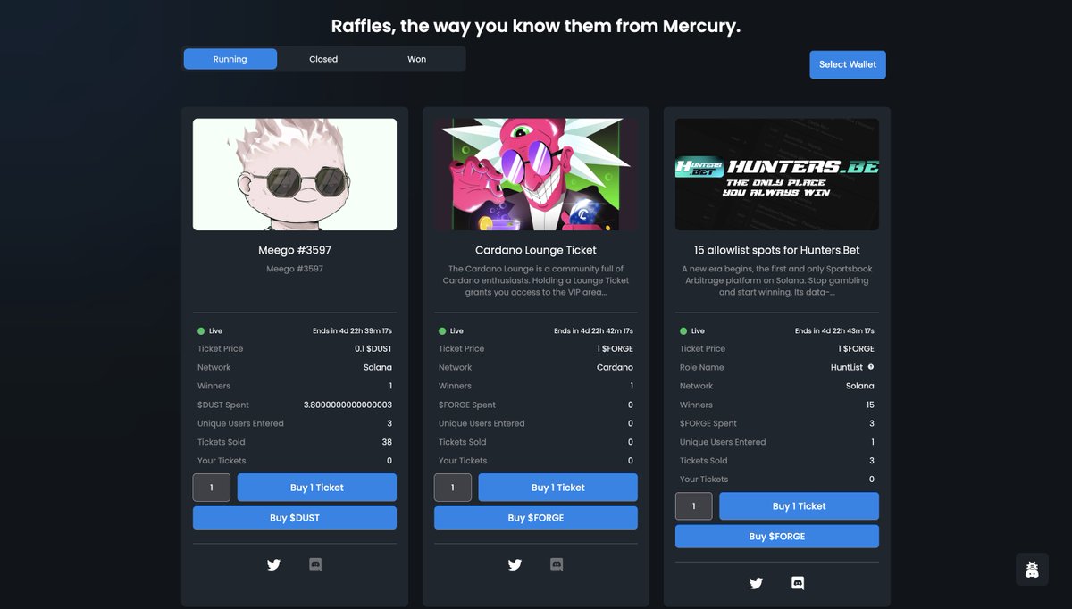 ⚡️ RAFFLE RELOAD 🎁 Kicking off the week with projects from $SOL, $INJ & $ADA 🫡 This time featuring: @MeegosNFT @HuntersBetSol @Cardano_Lounge @rebootworlds @InjectiveQuants @INJGOONS Enter Raffles 👇