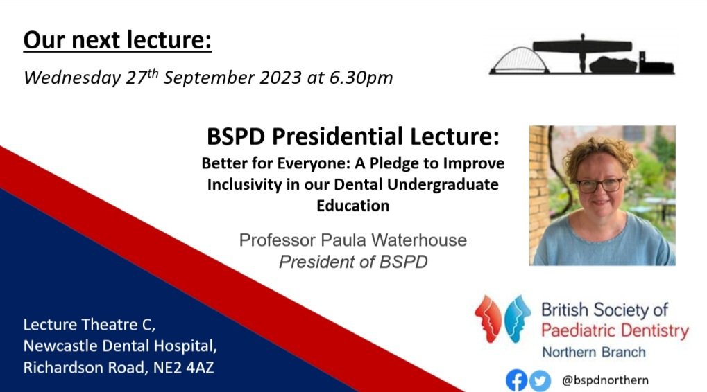 BSPD Northern (@bspdnorthern) on Twitter photo If you are looking for something to keep the cogs turning post <a href="/BSPDconf/">BSPD Conference</a> 2023 look no further than our next lecture!
Our very own <a href="/PaulaWaterhous1/">Prof Paula Waterhouse</a> is delivering her Presidential Lecture, face to face, at Newcastle Dental Hospital on the 27th of September, all details below. If you are looking for something to keep the cogs turning post <a href="/BSPDconf/">BSPD Conference</a> 2023 look no further than our next lecture!
Our very own <a href="/PaulaWaterhous1/">Prof Paula Waterhouse</a> is delivering her Presidential Lecture, face to face, at Newcastle Dental Hospital on the 27th of September, all details below.