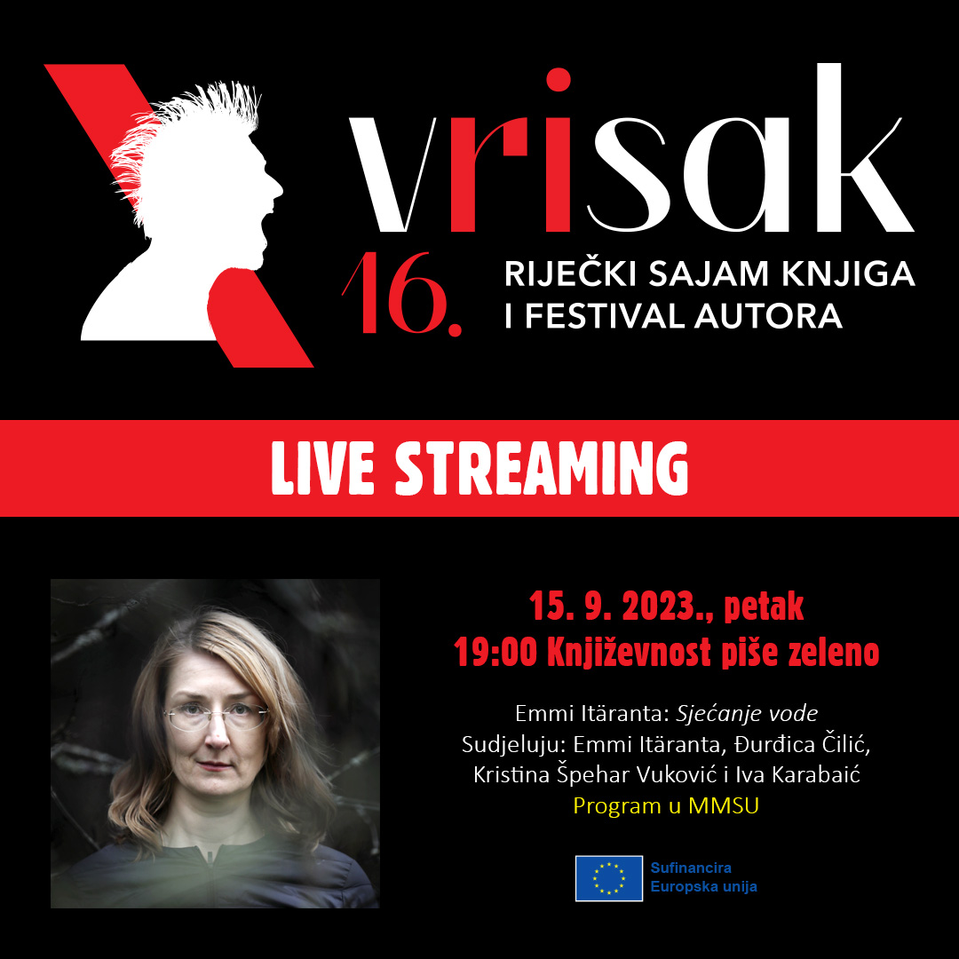 Award winning  🇫🇮 author Emmi Itäranta will present her book “Sjećanje vode” (Memory of Water) translated to 🇭🇷 at the Vrisak festival in Rijeka, 15.9. Take a look at her special video interview: youtube.com/watch?v=qNhm3s… 👉Program details: vrisak.vbz.hr/program-2023/