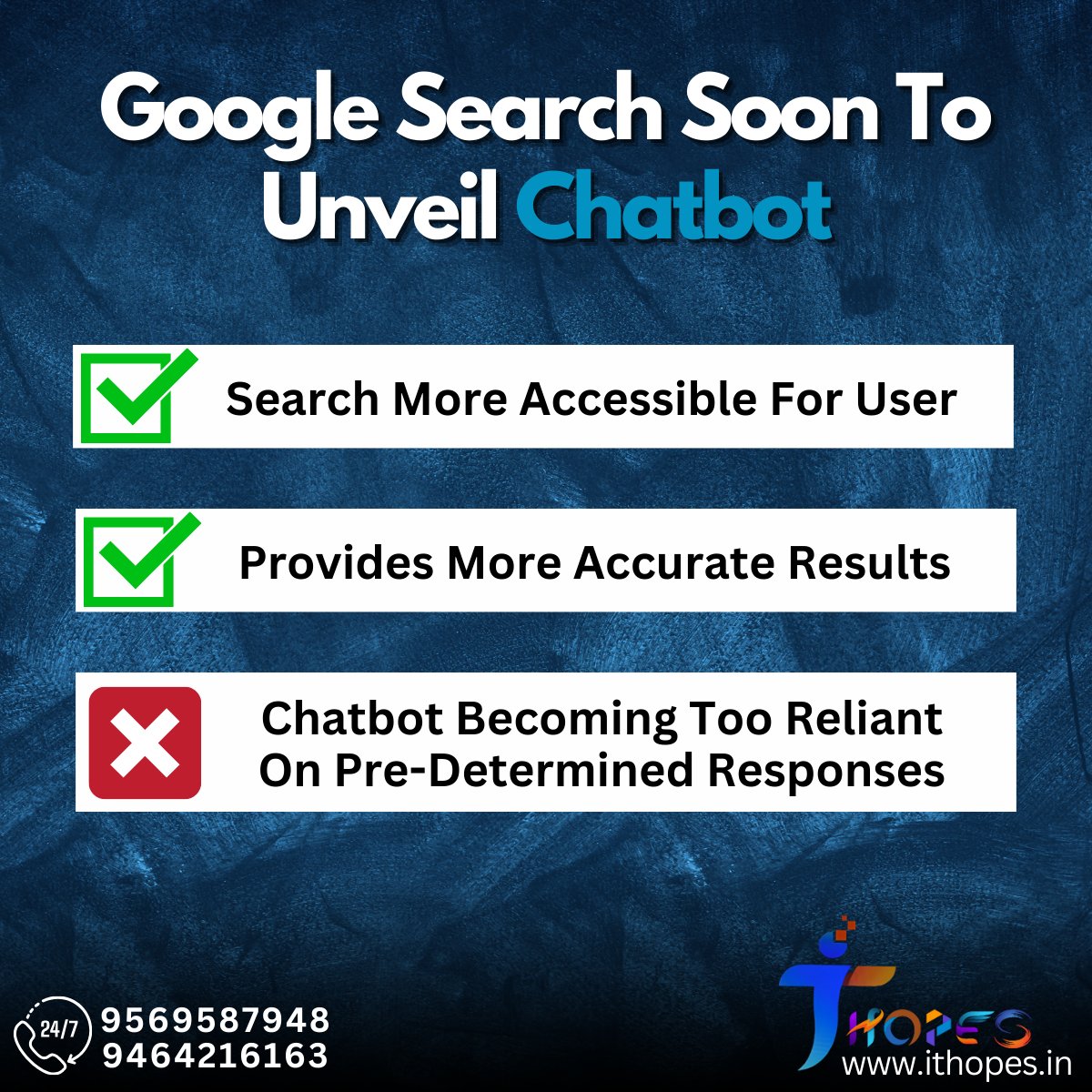 ithopesofficial's tweet photo. Google Search is about to unveil its very own Chatbot! 😍
.
.
Get ready for a whole new level of accessibility and convenience, making your searches easier and more accurate than ever before!

#ithopes #ithopesofficial #ithopessolutions #googleupdate #google #digitalmarketing https://t.co/b0yVK0ITAS