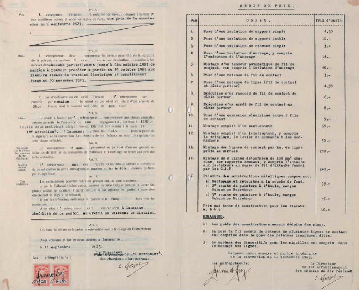 We signed our first railway electrification contract 100 years ago today in Lausanne. 🚃⚡️
