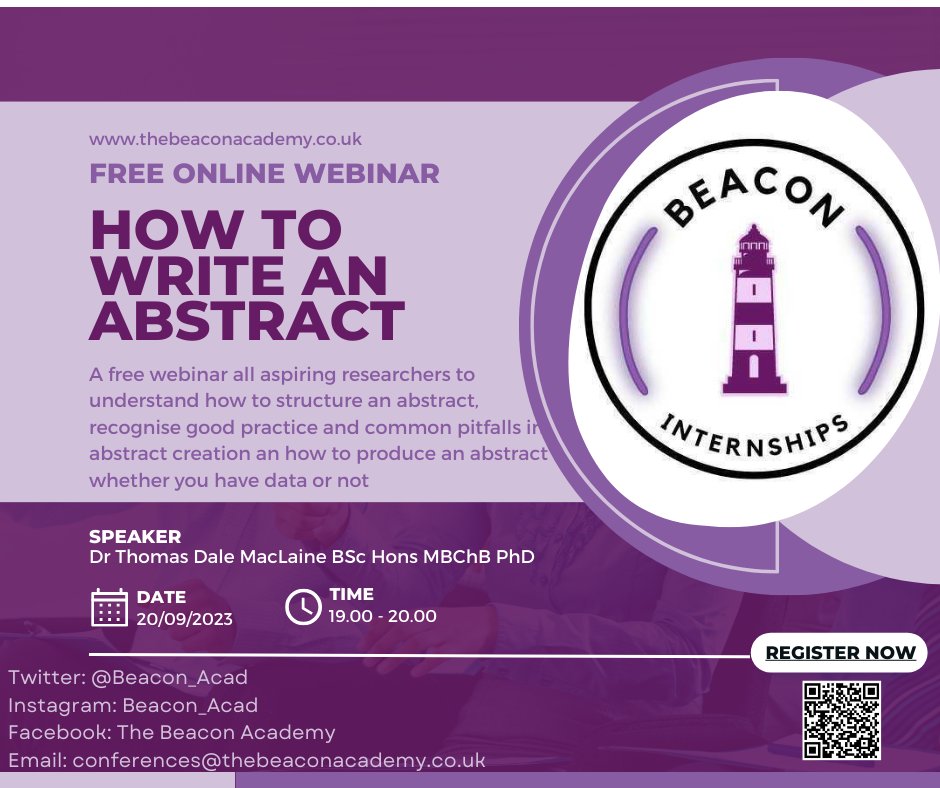 #Free Webinar! Calling all #medicalstudents and budding #researchers Do you want to know how to construct a successful #abstract and avoid the common pitfalls? Register here: warwick.co1.qualtrics.com/jfe/form/SV_3W… #MedTwitter #medicaleducation #AcademicTwitter