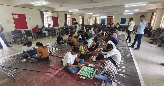 nssbbitvvnagar's tweet photo. A few glimpses of the Chess and Carrom Tournament on “National Sports Day”, organized by NSS Unit and Students  Central Committee of B &amp; B Institute of Technology on 01st and 02nd September, 2023 at EC Seminar hall, BBIT.#sportsday2023 #chesscompetition #carromcompetition https://t.co/VXPkWAns9T