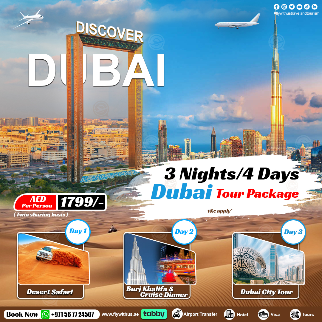 🌟 Explore Dubai in Style with Our 3 Nights Tour Package! 🌟

#DubaiGetaway #ExploreDubai #LuxuryTravel #DubaiDreams #TravelGoals #DiscoverDubai #MemoriesInDubai #VisitDubai #DubaiNights #DubaiVisa #UAETravel #BucketListDestination #flywithustravelandtourism #dubai #dubaıvısa