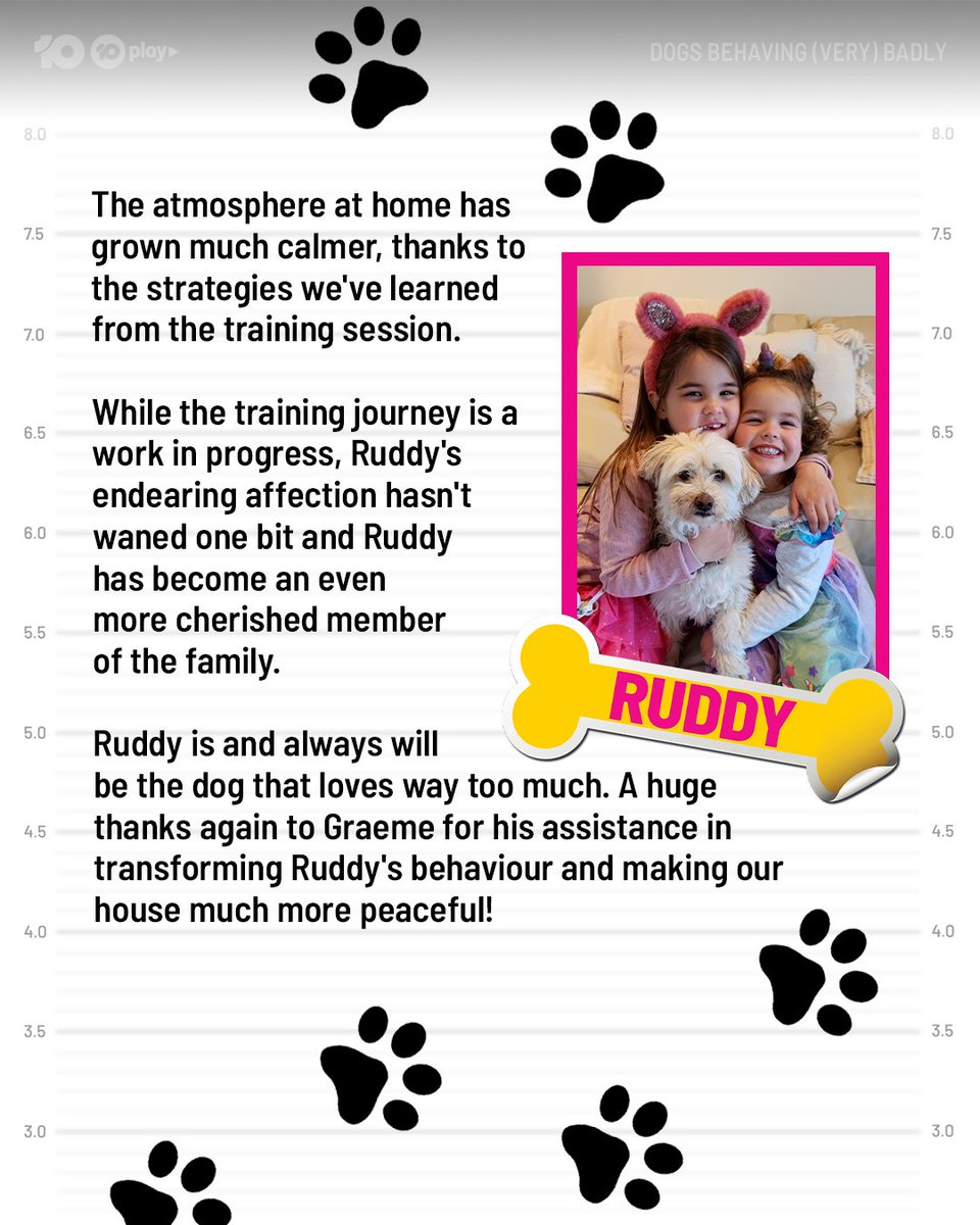 DogsBehavingAU's tweet image. Ruddy's improved behaviour wraps up season 1 nicely with yet another PAW-sitive outcome 😊🐾

Stream #DogsBehavingVeryBadlyAU now on 10 Play
10play.com.au/dogs-behaving-…

@GraemeDogfather @Ladyjmo #GraemeHall #AussieDogs #DogTraining #DogTrainingTips #AussiePuppies #NaughtyDogs