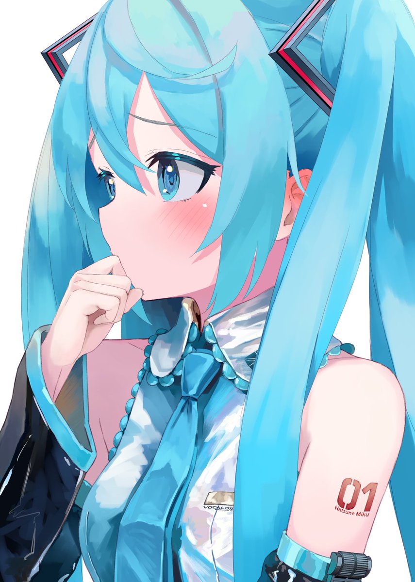 hatsune miku 1girl solo twintails long hair looking at viewer shirt necktie  illustration images