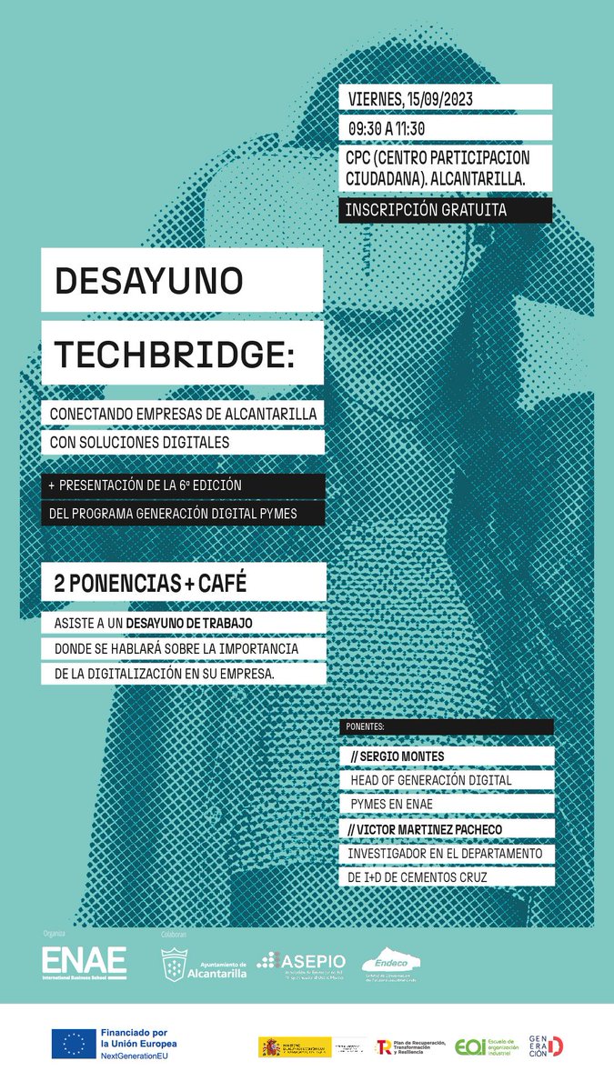 TranviasyTrenes's tweet photo. En @AytAlcantarilla, este viernes podrás conocer los detalles de #GeneraciónDigital de la mano de @sergiomontes. Asiste e inscríbete en este programa que financia #NextGenerationEU &amp; @eoi y que impulsa @ENAEbusiness en la Región de Murcia! https://t.co/OCfVMfZsaL