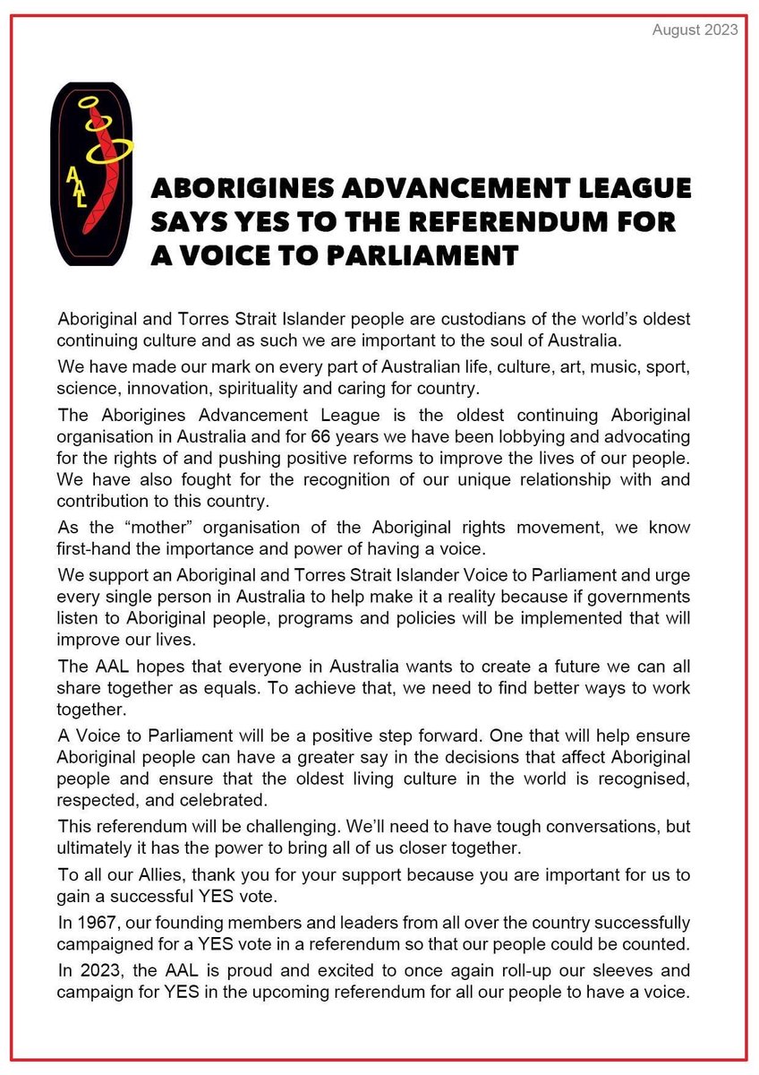 firstpeoplesvic's tweet photo. The oldest continuing Aboriginal organisation in Australia is backing #YES https://t.co/4b3Z4TcjOd