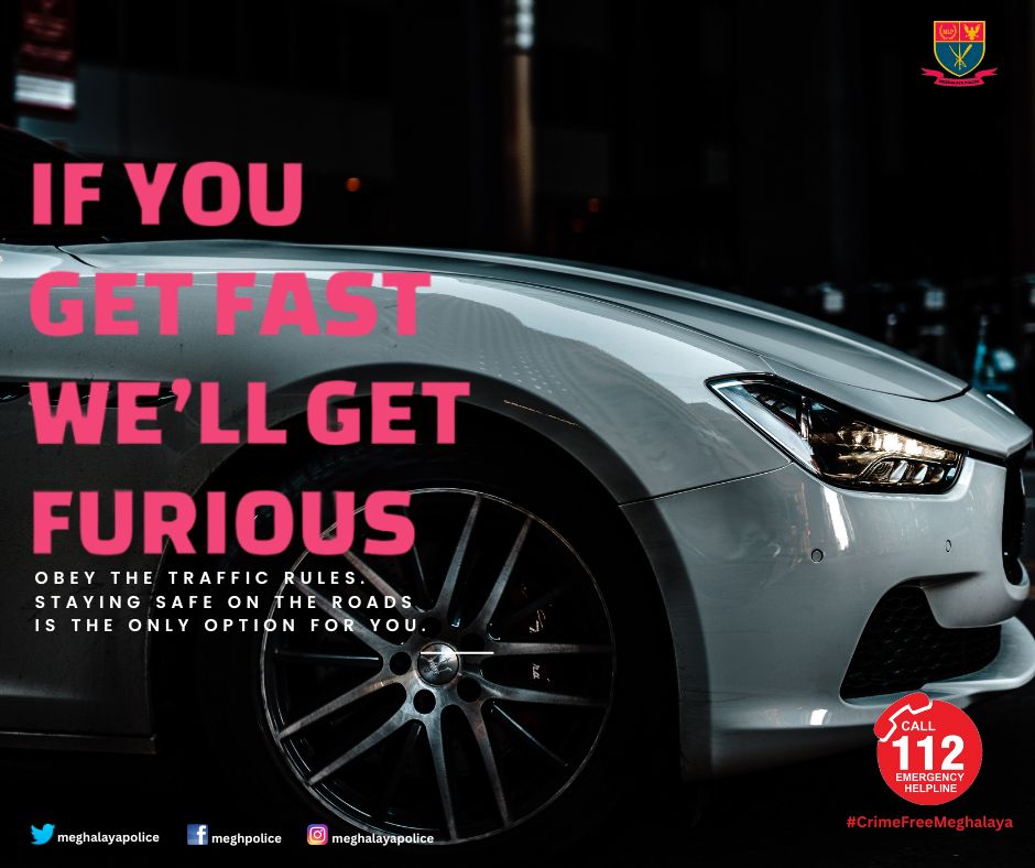 MeghalayaPolice's tweet photo. Life's a journey, not a race!
Let's hit the brakes on over-speeding and embrace road safety! Slow down to savor the scenery, not just reach your destination.
Remember, 'Fast and Furious' is fun on screen, but on the road, it's 'Safe and Sensible' that wins the race of life! https://t.co/iTExxyBfeP