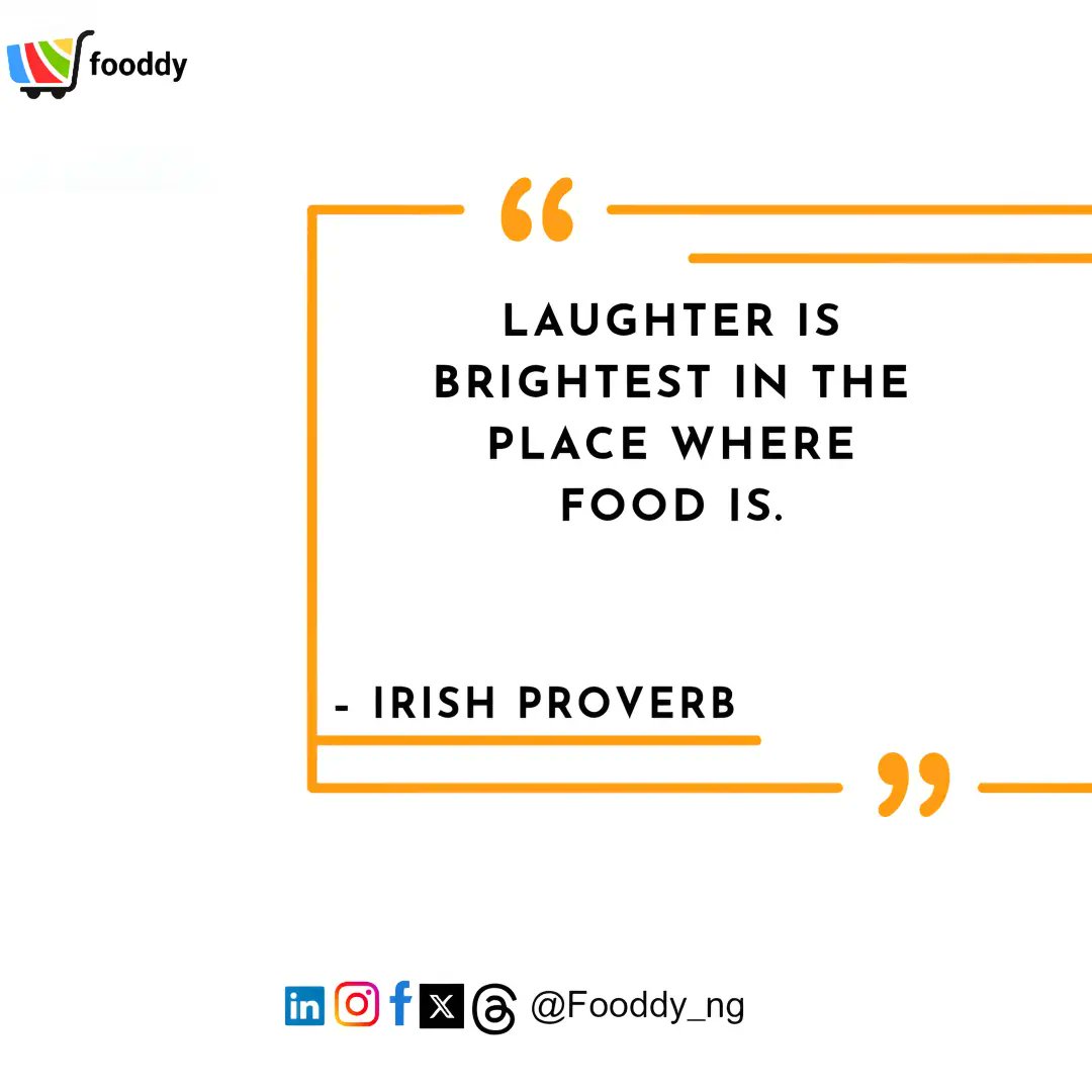 We wish you a week filled with so much happiness and laughter!

Live, Laugh, Love and of course eat good meals.😊

#foodquotes #newweekenergy #newweeknewgoals #newweekpositivity  #fooddy_ng