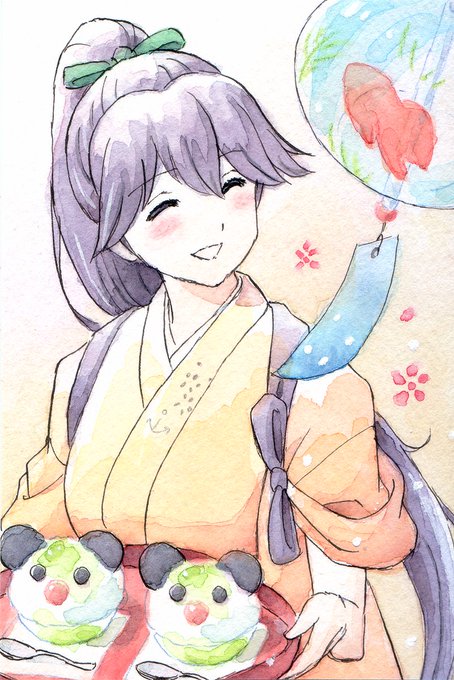 鳳翔「お八つにしませんか」#アナログ #透明水彩 #艦これ #鳳翔(艦隊これくしょん) 