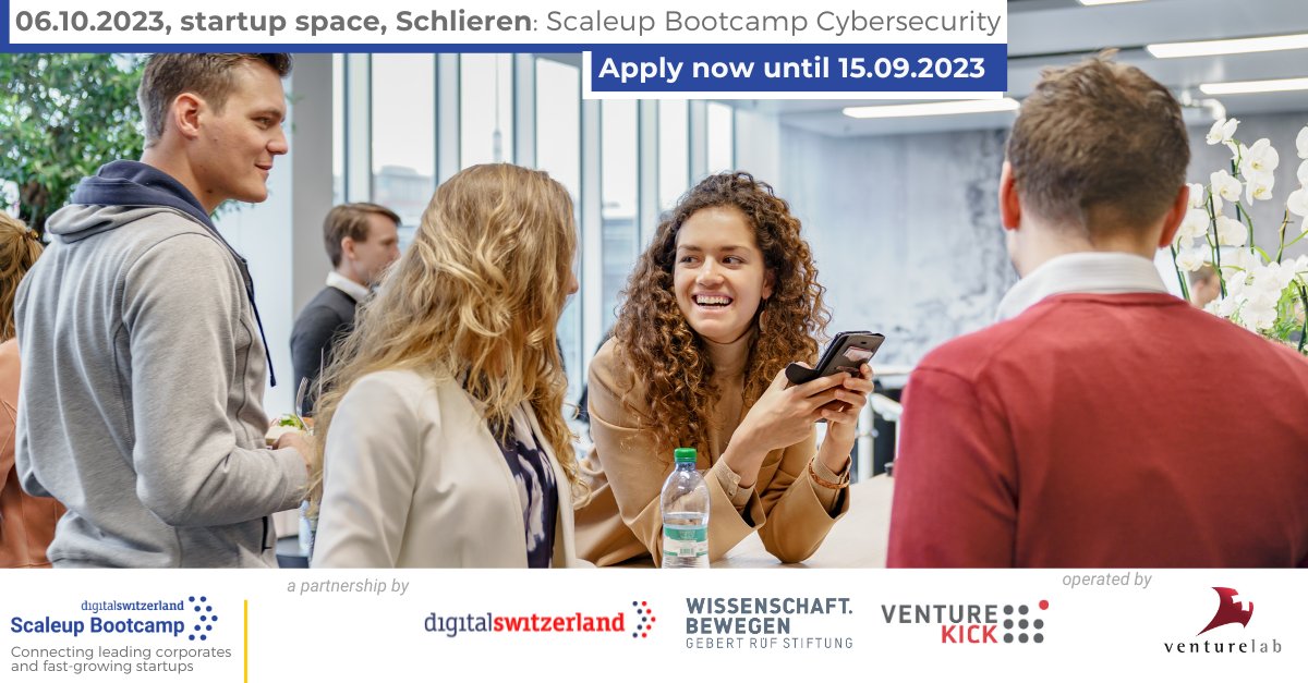 venturelab_ch's tweet photo. Join us at the Scaleup Bootcamp #Cybersecurity on October 6, 2023, in Schlieren, Zurich. 
Here's what awaits you: meet industry leaders, boost business development, join the match-making, and scale-up your growth: 
https://t.co/i3EBcrKqgn
#ScaleupBootcamp #SwissStartups https://t.co/YOPyoWPNlp