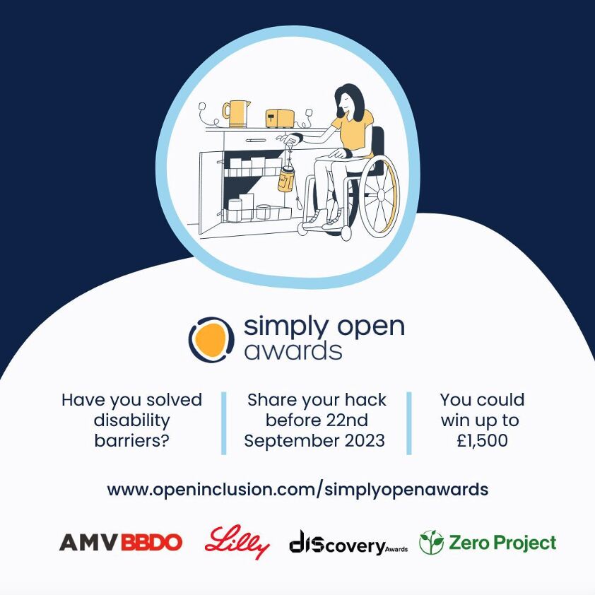 Do you have a life hack that has helped you overcome some barriers or exclusions you face? Share yours and win up to £1,500 in the Simply Open Awards 2023.

Apply by the 22nd of September 2023
👉shorturl.at/hijT4

Watch Stephanie's hairband hack
👉shorturl.at/vzKP6
