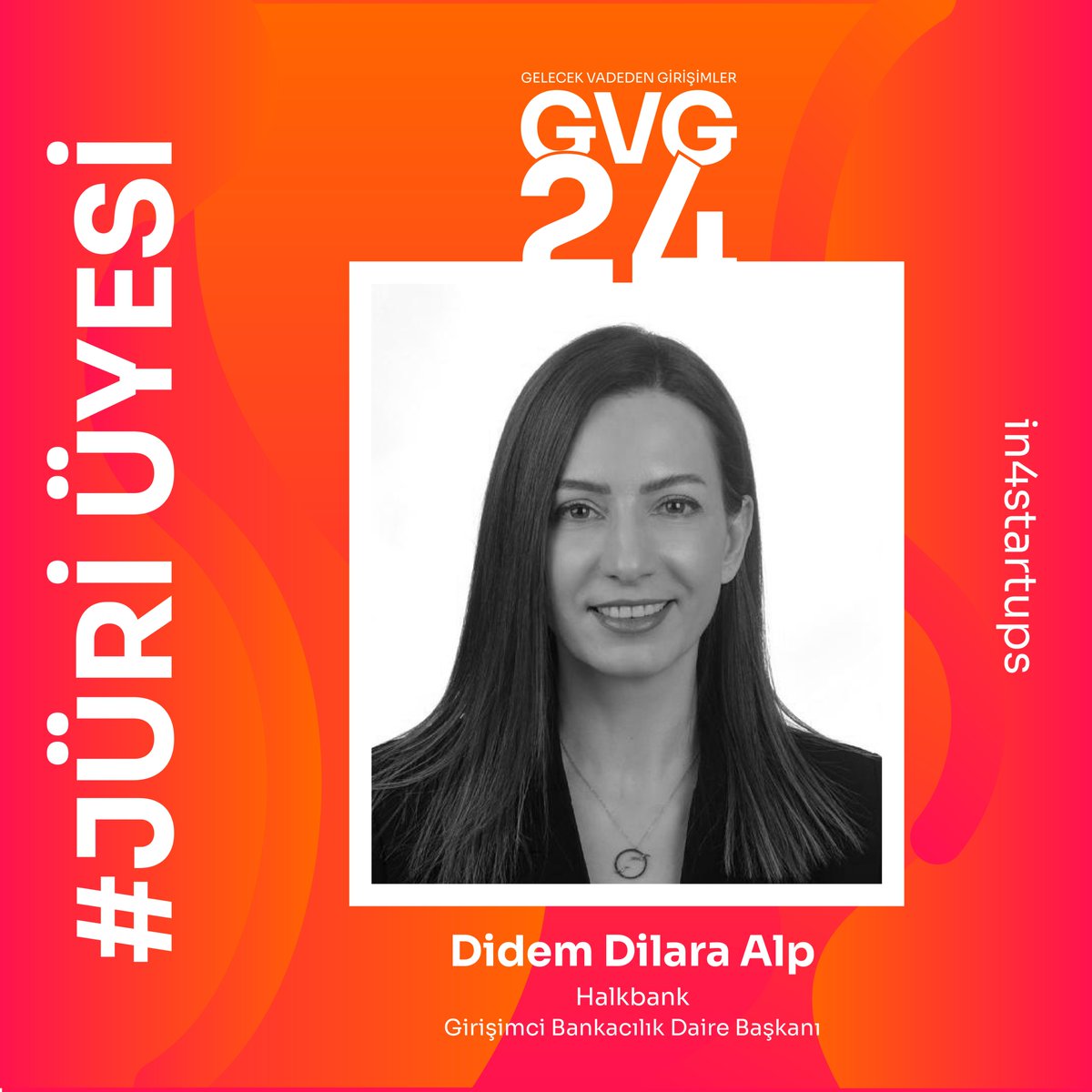 📢<a href="/in4startups/">in4startups</a> Gelecek Vadeden Girişimler 24 Yarışmamızda başvurular tüm hızıyla devam ediyor
📌Girişimleri değerlendirecek jürilerimiz arasında Halkbank Girişimcilik Daire Başkanı Didem Dilara Alp  da yer alıyor.
🟢Başvuru: gelecekvadedenler.com