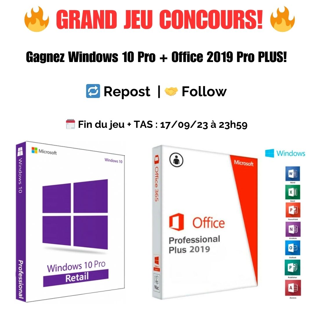 Pricedynamite's tweet photo. 🧨🎁 GRAND JEU CONCOURS 🧨🎁
Comme @MajFrench la semaine dernière,
🎁Gagnez #Windows10Pro et #Office2019ProPLUS 🖥️
Pour participer:
🔄 Repost ce tweet
▶️ Follow @pricedynamite
Tirage au sort le 17/09/23 à 23h59
Bonne chance à tous 🍀 #Concours #Giveaway https://t.co/qkSbWBS9sJ