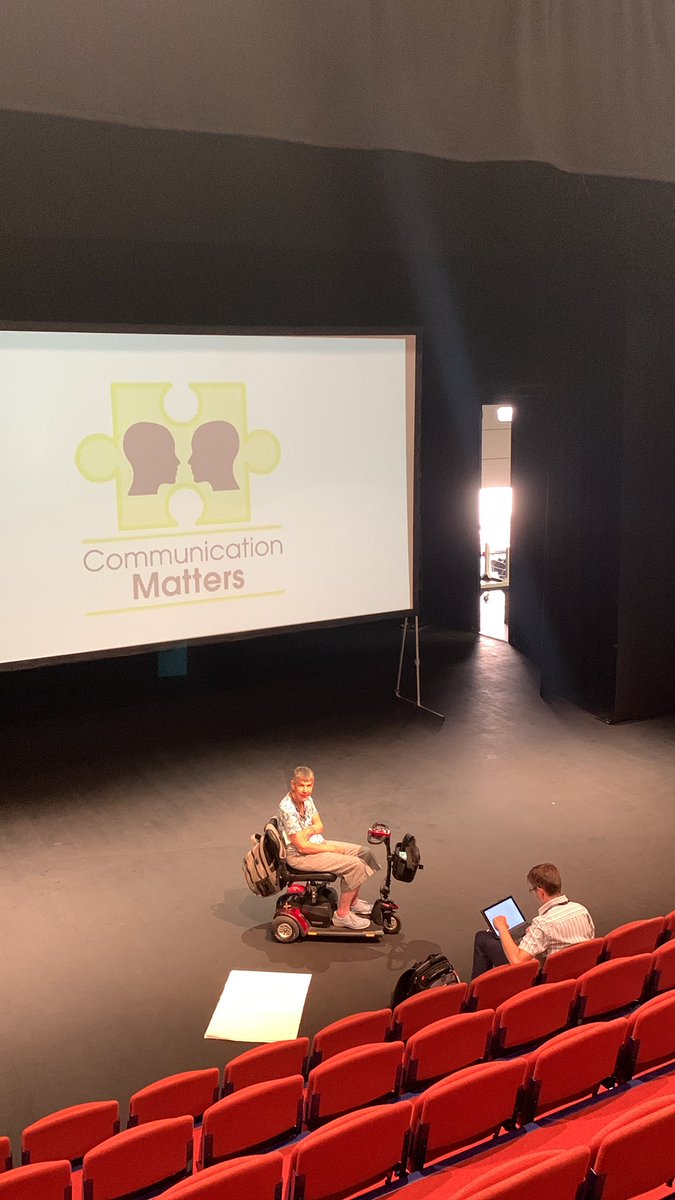 Final tech prep for our workshop today at #CM2023conf - myself, <a href="/usabilitydoc/">Annalu Waller</a> and <a href="/RohanSlaughter/">Rohan Slaughter</a> will be discussing the potential benefits &amp; challenges of #AI and #AAC - we want you to come and tell us what you think in the first session in Stage One!