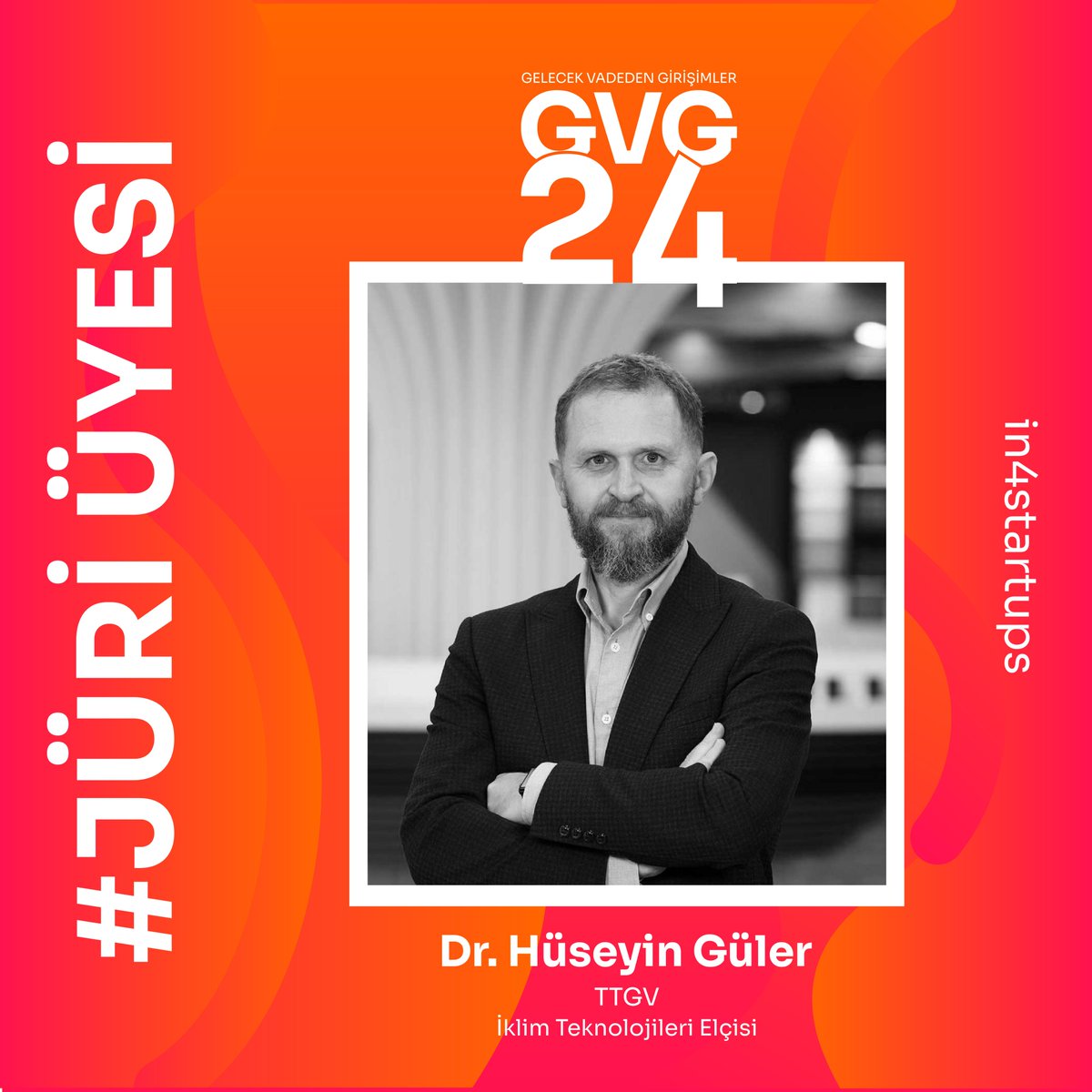📢<a href="/in4startups/">in4startups</a> Gelecek Vadeden Girişimler 24 Yarışmamızda başvurular tüm hızıyla devam ediyor
📌Girişimleri değerlendirecek jürilerimiz arasında TTGV İklim Teknolojileri Elçisi Dr. Hüseyin Güler  de yer alıyor.
🟢Başvuru: gelecekvadedenler.com