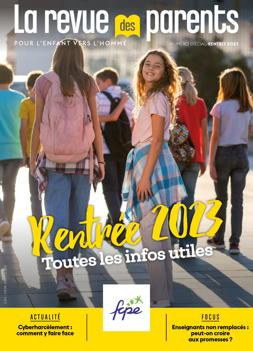 Les dates clés de l'année scolaire, les nouveautés au collège, l’assurance scolaire, le #cyberharcèlement, le remplacement des enseignants, le portrait d'un militant #FCPE... Voici notre numéro spécial Rentrée 2023. #Revuedesparents bit.ly/3Rh2jA1