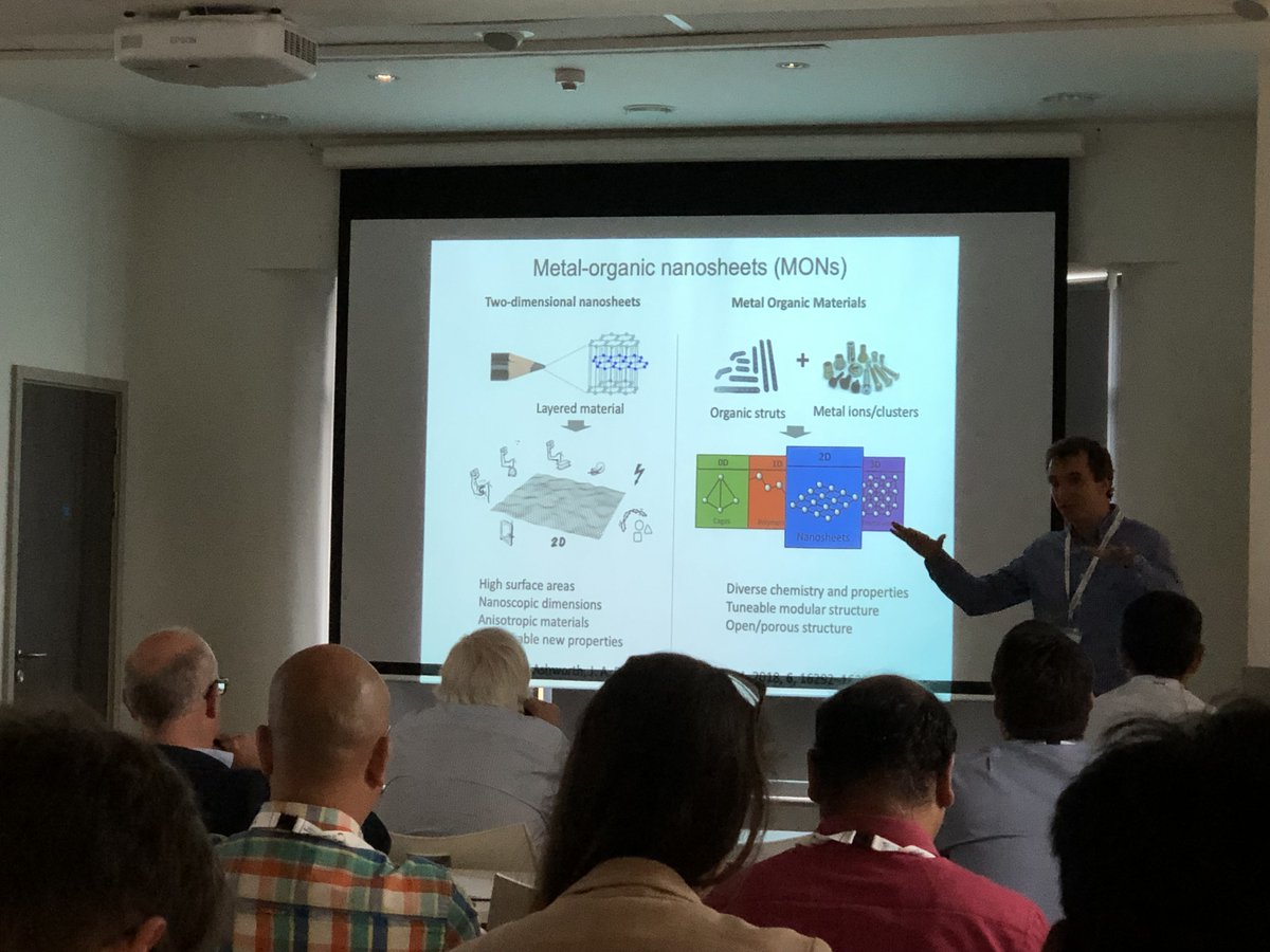 HidenIsochema's tweet image. Following an excellent plenary by Sir Richard Catlow at #RAMS2023 @UoLChemistry, @jona_a_foster gets the first session underway with a discussion of metal-organic nanosheets...