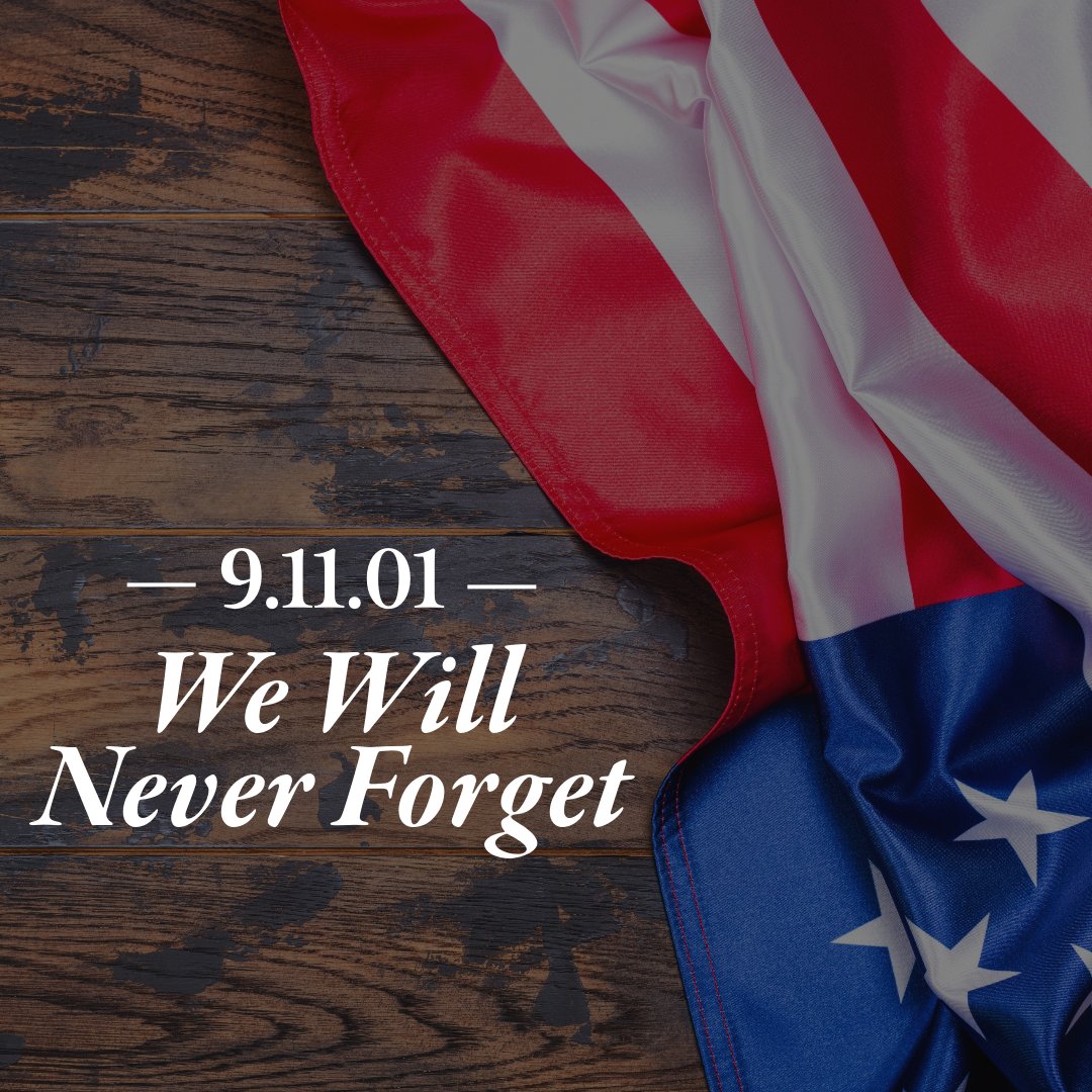 Today, we remember those who tragically lost their lives to the 9/11 terrorist attacks. We honor the heroic first responders who risked their lives for our country and its people. May we never forget.