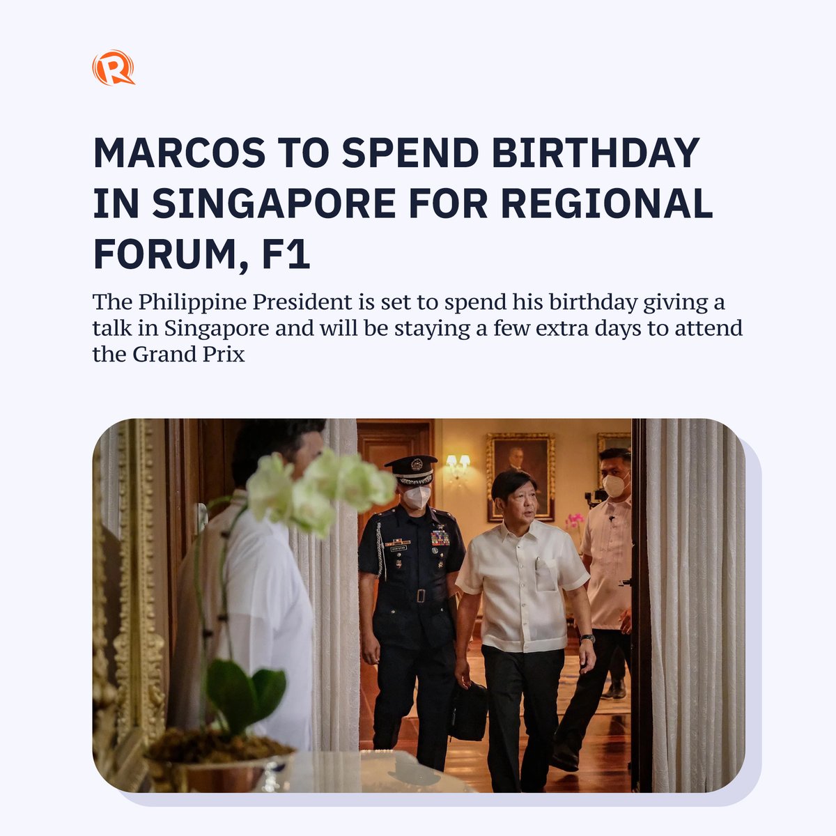 rapplerdotcom's tweet photo. Off to Singapore goes President Ferdinand Marcos Jr. yet again. https://t.co/r5vDMJxsDM https://t.co/mk3RTu0ttJ