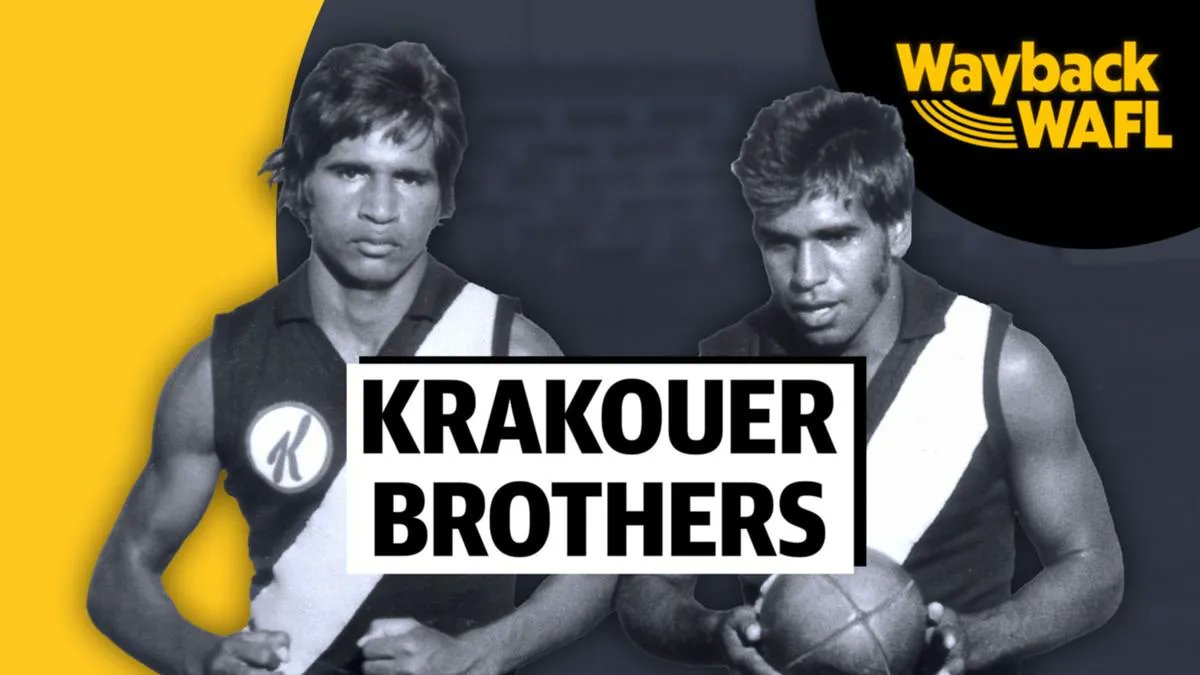 TheWestSport's tweet photo. ICYMI: Phil Krakouer has joined Jimmy in the WA Football Hall of Fame!

Watch what made the pair must-see viewing back in the day with the first in our Wayback WAFL video series.

https://t.co/1DbnKXBJcK https://t.co/cHkZbGrCvy