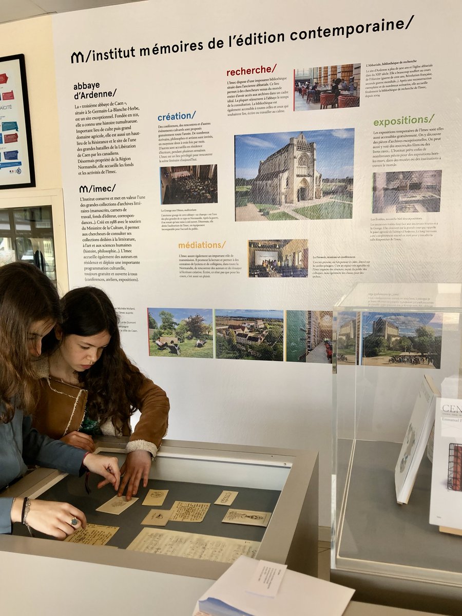 IMECArchives's tweet photo. [JEUNE AMBASSADEUR DE LA CULTURE]
Michèle Mollard, en 2e au lycée Dumont d'Urville #Caen, JAC 2022-2023 à l'#abbayedardenne, a  réalisé une exposition sur les activités de #imecarchives et proposé des visites de Tables de montage aux classes de son lycée.
@CaenOfficiel @Caenlamer https://t.co/Be1I0CNMB8