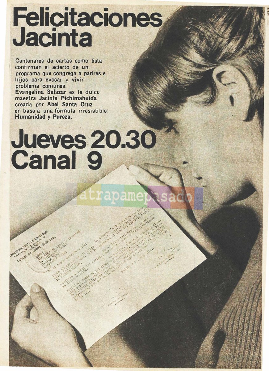 atrapamepasado's tweet photo. En el día del #Maestro y del #Autor, el homenaje para un personaje que trascendió fronteras: "Jacinta Pichimahuida" de Abel Santa Cruz.
Revista #Antena #En1966
#Hace57Años📺 https://t.co/Qh3WNTzVl6