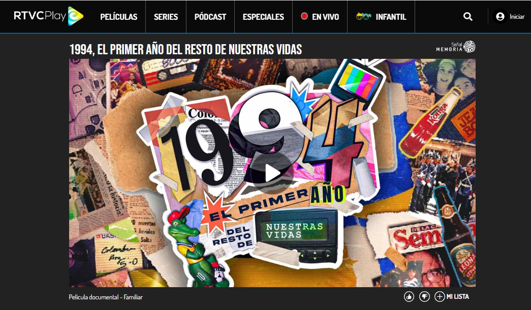 #1994ElDocumental ¿Te perdiste el estreno en TV de '<a href="/1994_documental/">1994</a>: El primer año del resto de nuestras vidas', o simplemente quieres repetirlo? No pasa nada, ya lo puedes encontrar en el confiable #TíoPlay (<a href="/RTVCPlay/">El Tío Play</a>) 👉 rtvcplay.co/peliculas-docu…