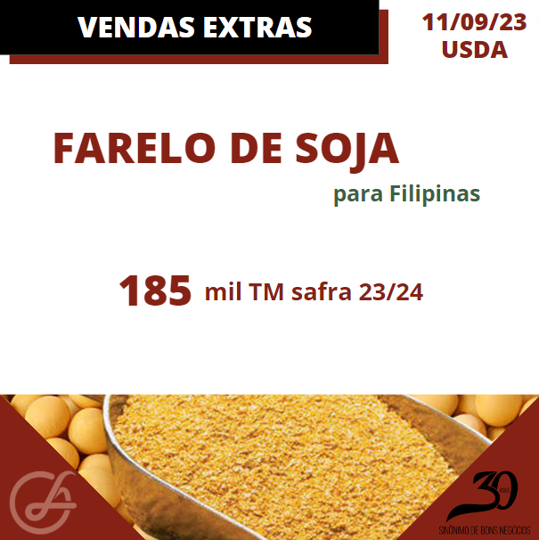labhoro's tweet photo. O #USDA divulgou, há pouco, vendas extras de 185 mil TM de #farelo de soja para a #Filipinas, com embarque durante o ano comercial 23/24.
#soymeal #ExportSales https://t.co/CTYBF9pq21