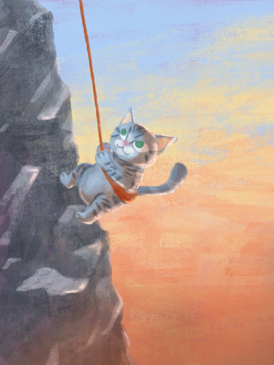 kaorika_orika's tweet photo. Day11- American Shorthair
ロッククライミング、、、のはずなんだけど救助されてるみたい😇早朝のイメージだったのに夕方っぽいし😇なかなか思うようにはいきません。
#cattember #cattember2023 #diveintonature #イラスト https://t.co/4GOtai4aCa