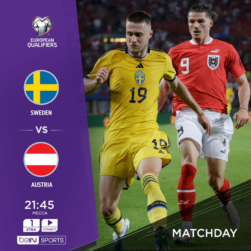 beINSPORTS_EN's tweet photo. Sweden and Austria face off in Euro 2024 Qualification action. 

Watch the drama unfold with beIN SPORTS. 

#EURO2024 #SWEAUS