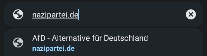 Heute gelernt: Wenn man nazipartei.de eingibt, wird man zur AfD Homepage weitergeleitet