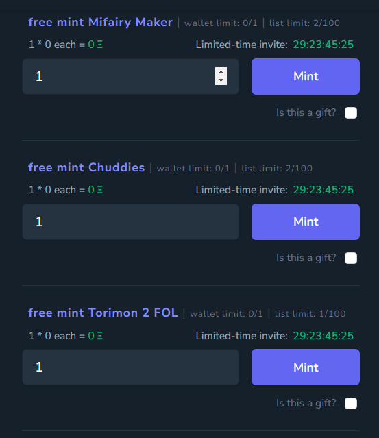 TorimonNFT's tweet photo. Thank you @myKaliMaker 
Tons of limited time free mints! https://t.co/2vVLOKwrEe