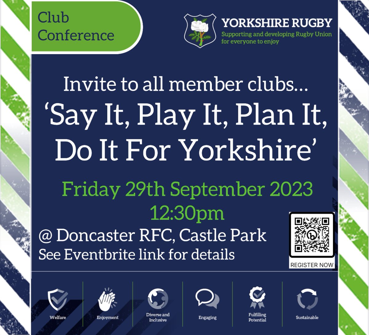 yorkshire_rfu's tweet photo. Say it, Play it, Plan It, Do it for Yorkshire

Free event for clubs, with keynote speakers, discussions on club needs, pathways 
Then hospitality/food &amp; Premiership Cup of Doncaster Knights vs Bristol Bears.
Follow the link to event page https://t.co/jYH8UumsFg

#ForYorkshire https://t.co/wLl3XUJ9nc