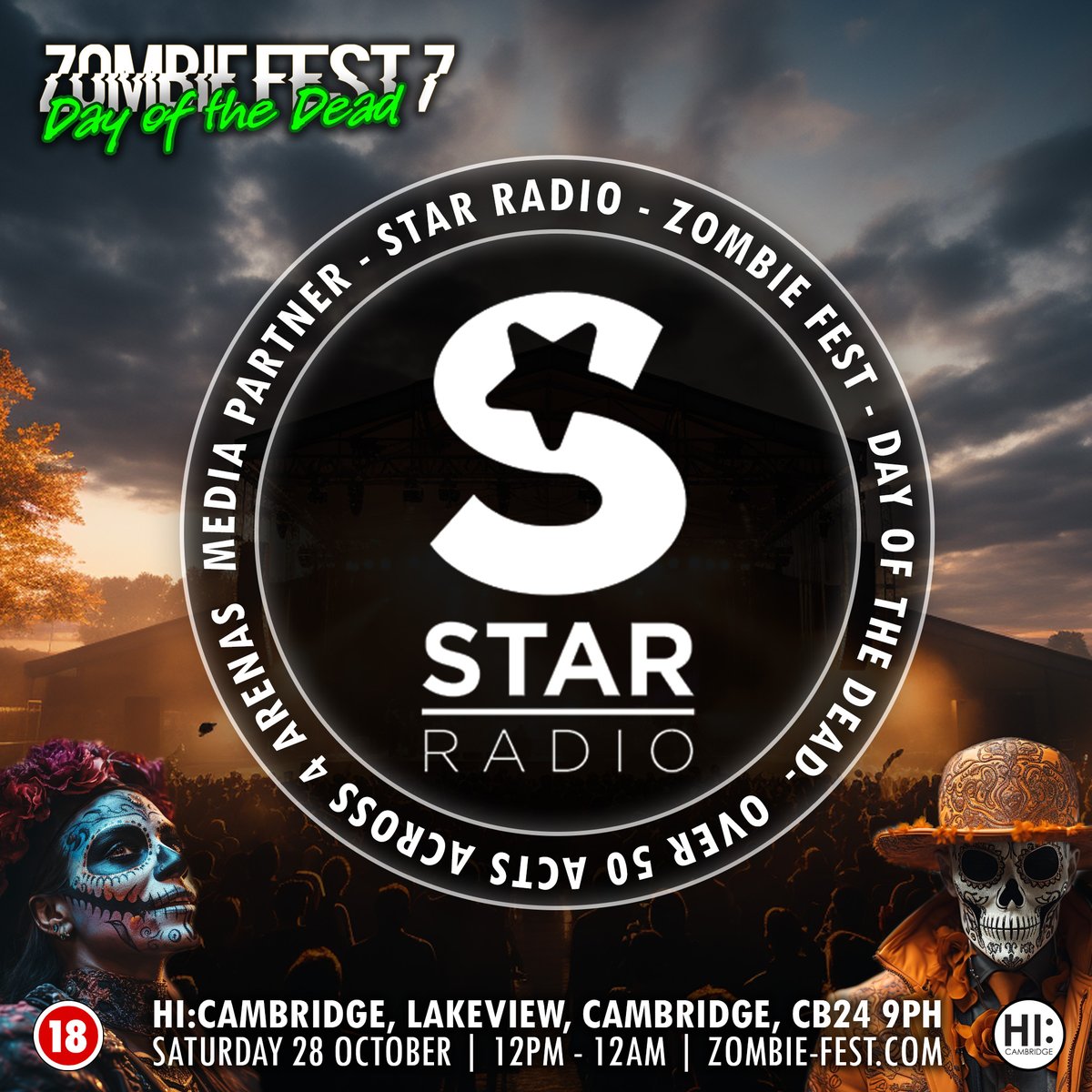 We are thrilled to welcome <a href="/StarCambs/">Star Radio</a> as an official media partner for Zombie Fest. Cambridgeshire's premier radio station known for playing chart-topping and classic hits around the clock, will be adding an exciting dimension to our event and co-hosting the 90s // 00s arena