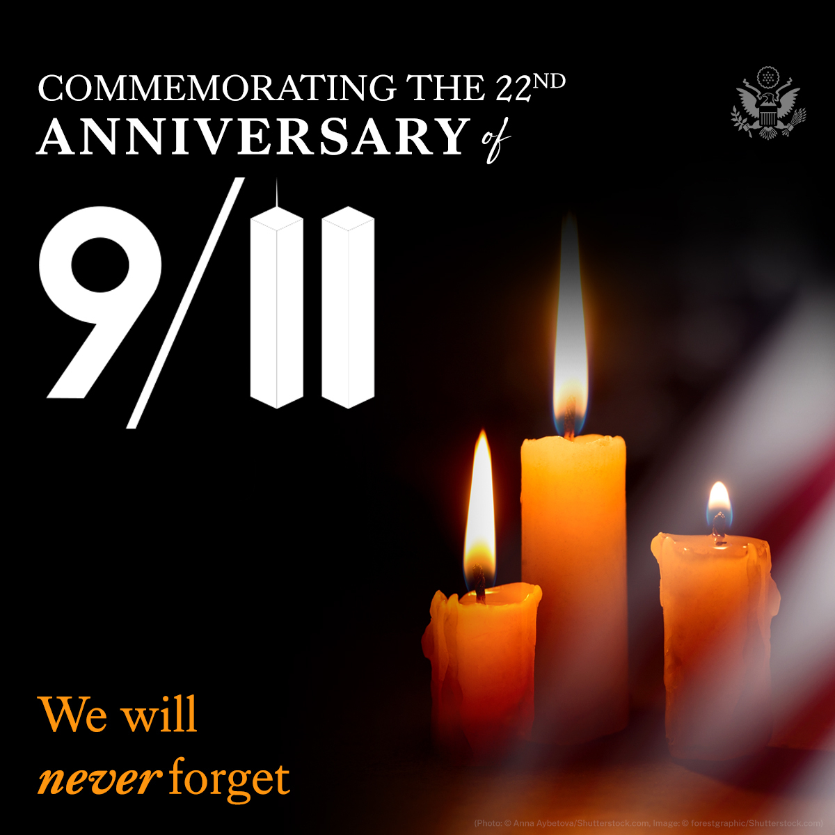 Today we honor the nearly 3,000 people – parents, colleagues, and friends – who lost their lives to terrorism 22 years ago. And we honor the ordinary Americans who responded in extraordinary ways that day. #NeverForget911