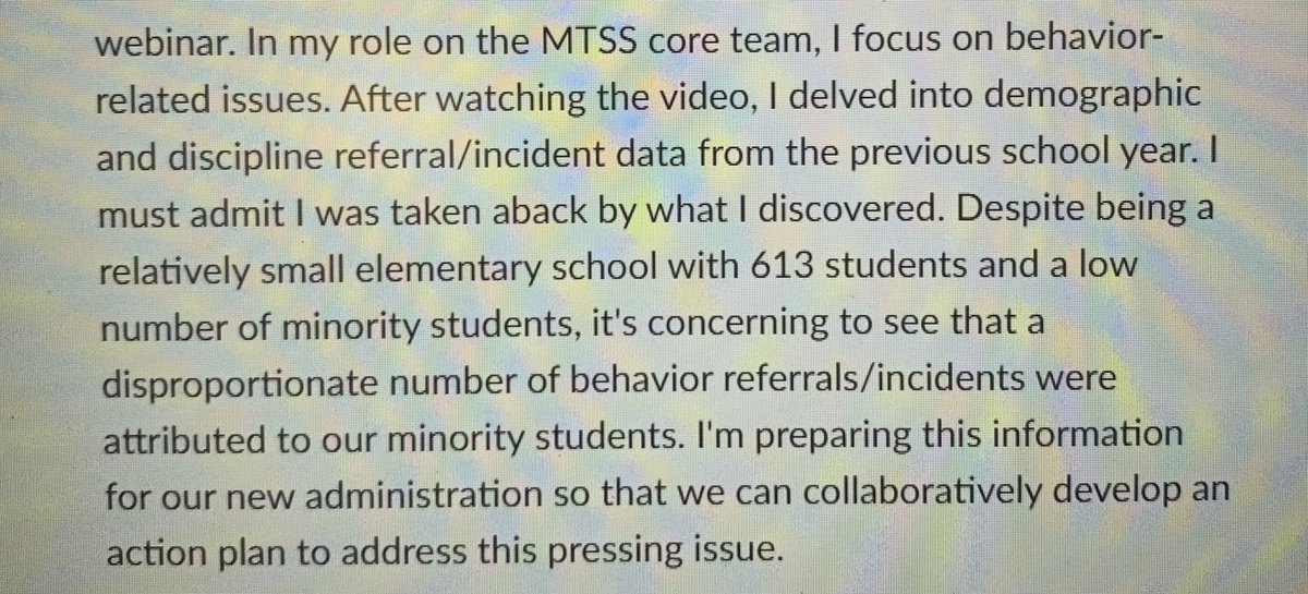 a student’s reaction to watching An Antiracist Foundation to School Counseling: Mindsets and Behaviors #antiracistsc