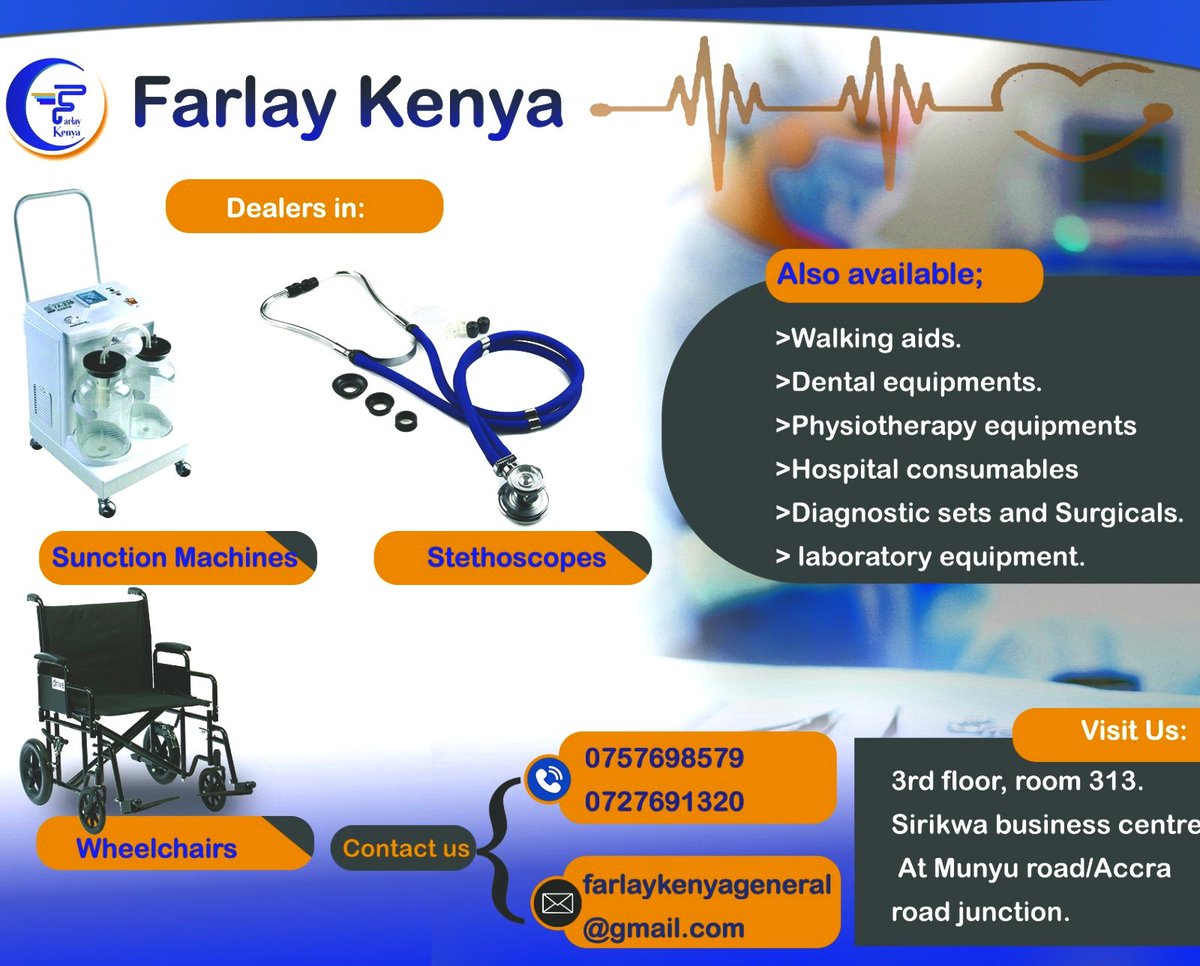kitheka_steve's tweet photo. For all Medical equipments, Gloves, surgicals, wheeelchairs, etc.
Call us for delivery Nationwide 
0727691320 https://t.co/WkrV2gcWIu