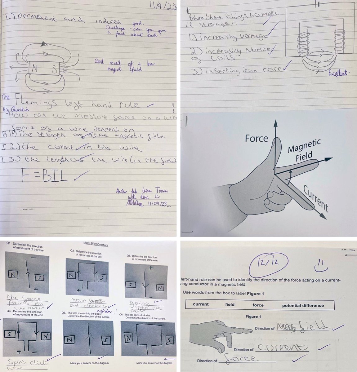 Amazing work from Torino again today <a href="/CranburyCollege/">Cranbury College</a> !! Looking at Fleming’s Left Hand Rule is tricky, but Torino smashed it. We have high expectations in Science, and this young man is rising to the occasion every lesson! I LOVE our new lesson structure too! #TeamScience #PRU
