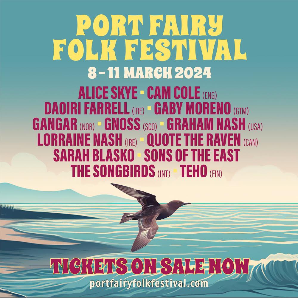 Australia! 🇦🇺 I am so beyond excited to be part of @PortFairyFF 2024! It’s such an honour to be on the same line up as Ireland’s Daoiri Farrell and the legendary Graham Nash 🧡