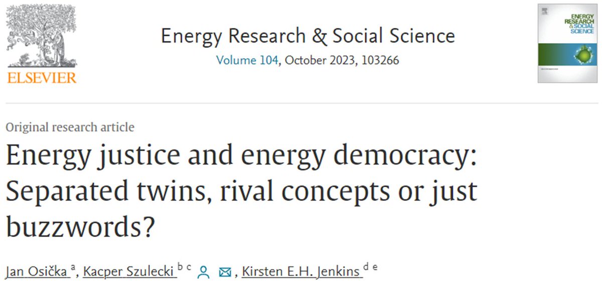 New in #ERSS! With @KacperSzulecki  and @jenk2021  we traced the development of #energyjustice and #energydemocracy research fields, asking which countries, topics, tech, and social groups are reflected, and how EJ and ED are defined.

doi.org/10.1016/j.erss…