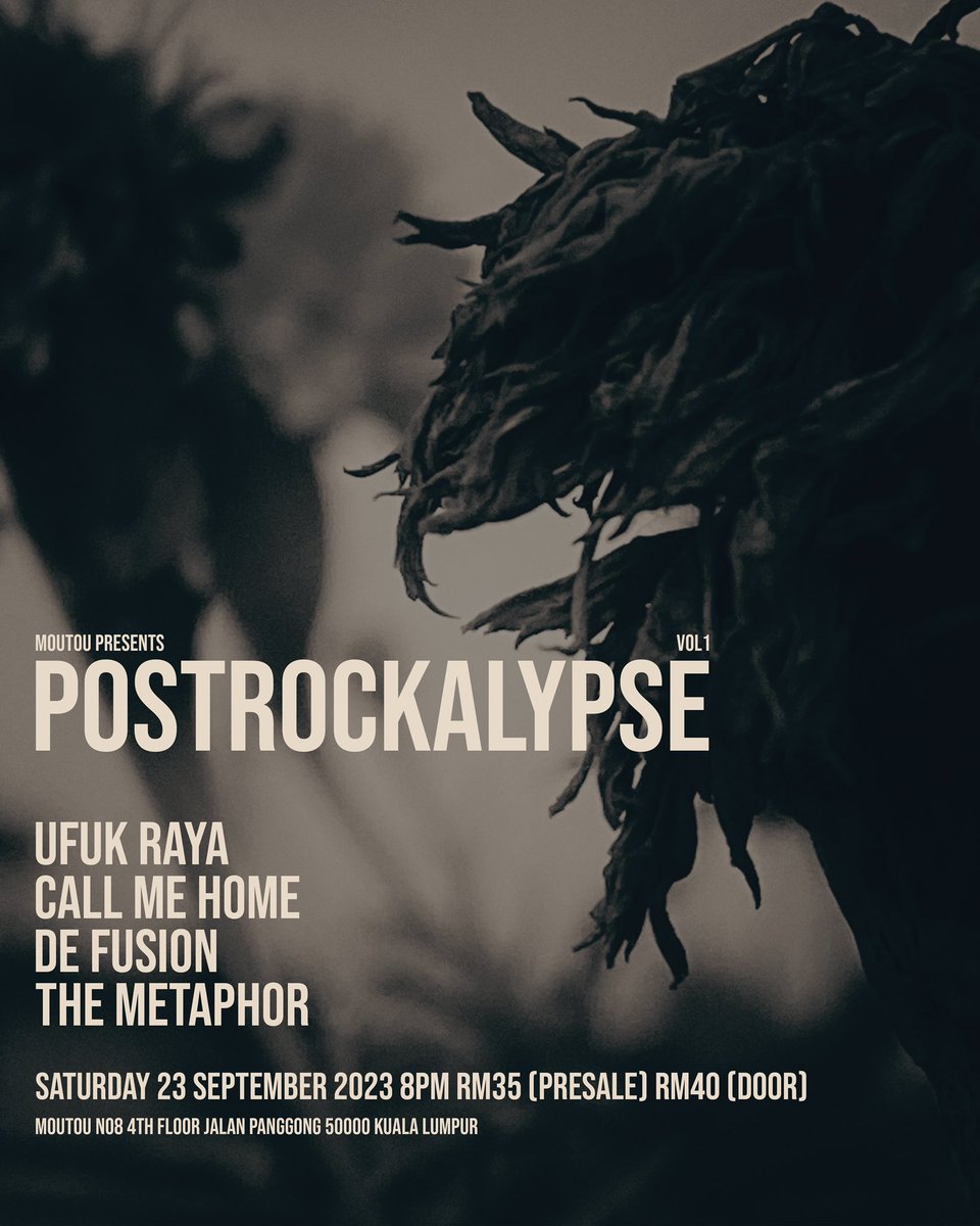 September shows

23 / 9 - postrockalypse at moutou kl

30 / 9 - rescue mission tarimosi 

See you guys there.