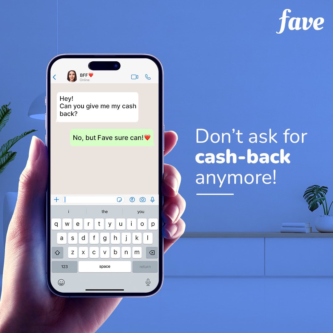 MyFaveIndia's tweet photo. Dost dost naa raha? To kya hua, Fave toh hai.
With Fave, always get the cashback that youโre promised! ๐ซ
Make your everyday UPI payments using Fave app and win cashback at our partner stores, seamlessly! ๐
#SaveWithFave #MyFaveApp #SavingsApp https://t.co/lFWPIc6Ro3