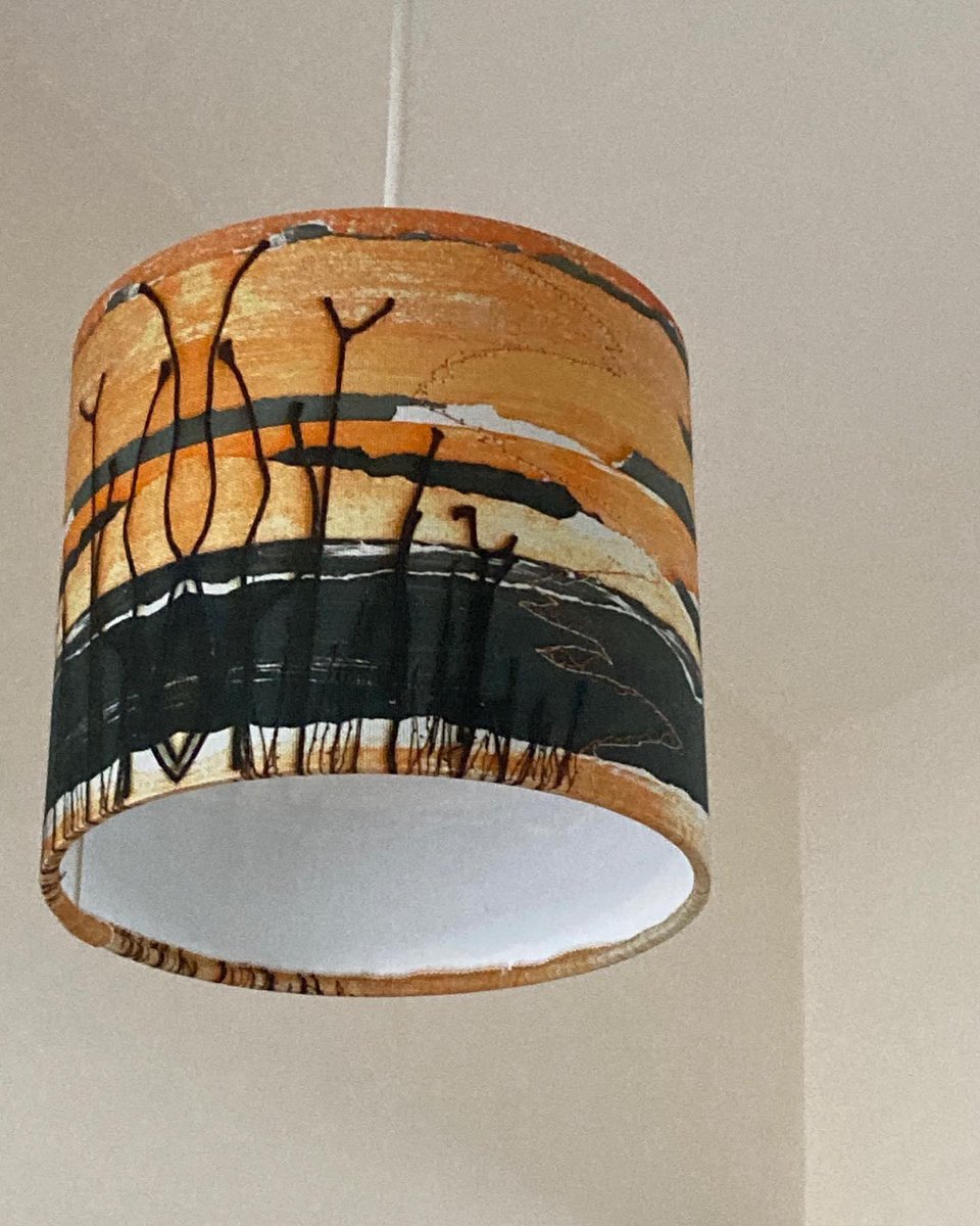 PeakVisionArts2's tweet photo. Julia @juliabrownsword.design has been busy with commissions this month. The pendant lampshade titled  ‘Summer Journey‘ shown, is being posted off to a new home in Galashiels. 
#peakvisionartist #supportlocalmakers #derbyshire #inspiration #peakdistrict #summer #journeys #hot https://t.co/1NGwrqbtmJ