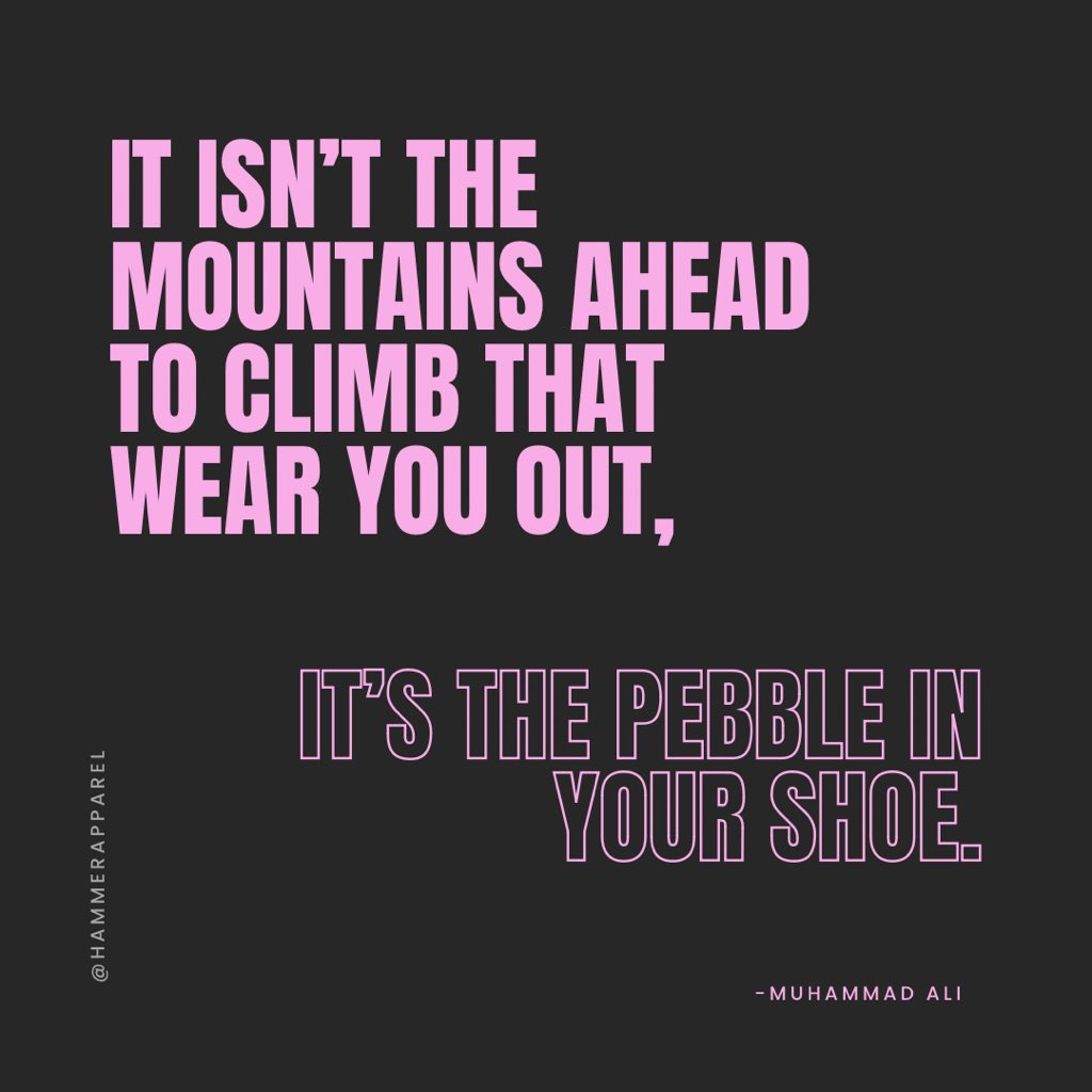ApparelHammer's tweet photo. Just like a pebble in a shoe can cause discomfort and pain, it is the little things in life that can wear us down and hinder our journey. 

Be sure to address the smaller issues that may be delaying our ability to achieve our goals and find contentment in our lives☀️ https://t.co/31fcEc4mra