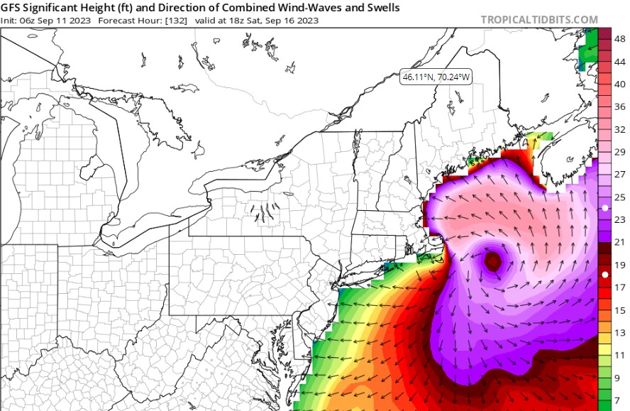 CapeAnnWeather's tweet photo. ⚠️ NORTH SHORE MARINERS!! ⚠️
* Prep should soon be in motion for 15-20'+ waves by Saturday along with gusts NE to N possibly gusting to 60+ from Hurricane #LEE.
#GloucesterMen #Gloucester #RockportMA #SalemMA #Marblehead #Newburyport #ManchesterBTS #capeannwx #MAwx https://t.co/AhevC2FCdg