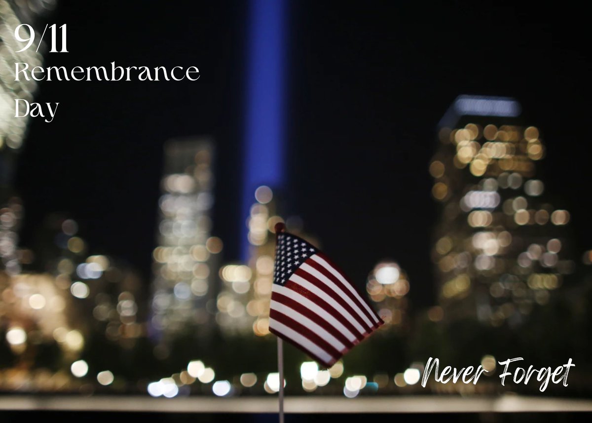 22 years ago, our lives changed forever. Take a moment today to reflect on all the lives lost. We remember and we will never forget! #NeverForgotten