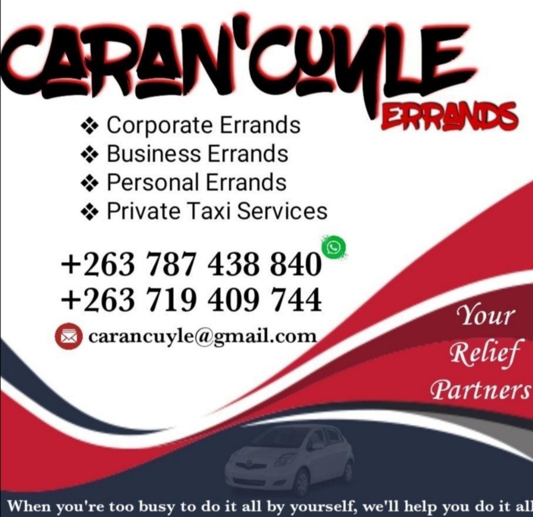 Kuda110588's tweet photo. @RealTalkFadzie CARAN'CUYLE ERRANDS
#BYO. We run personal &amp; cooperate errands. Services include but not limited to:
📌Pick up &amp; drop off
📌General logistics &amp; transportation of parcels
📌Private taxi
📌Grocery shopping
📌Car Rental (with driver)
📌Chauffeur driver hire
https://t.co/RHThBqwvCx https://t.co/4t9MgawSyL